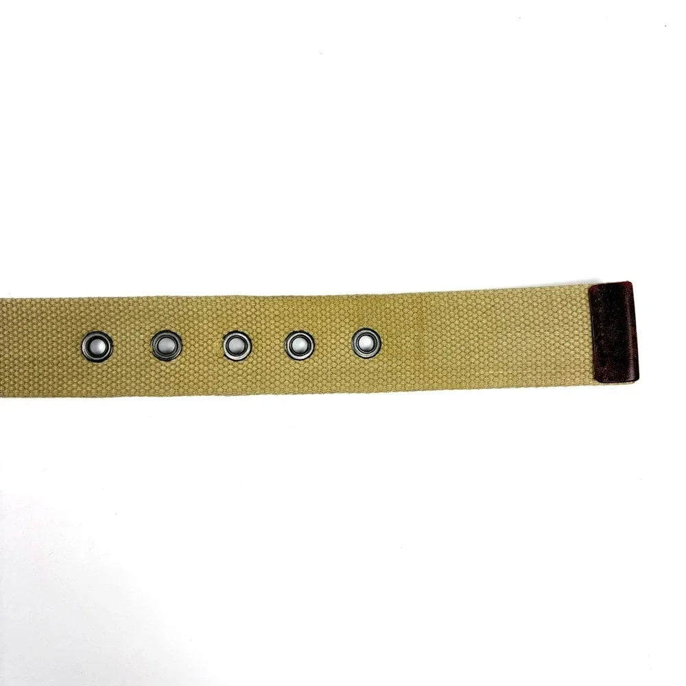 VTG‎ 90s Eddie Bauer Canvas & Leather Suringle Belt Khaki Mens 52